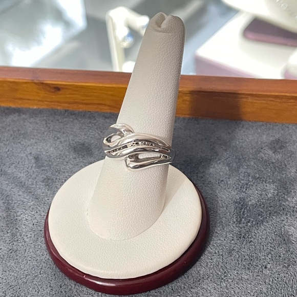 Vintage Sterling silver Modernist Crossover Ring 8.5 - Picture 3 of 8